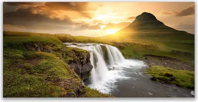 Produktbild von Tulup Leinwand-Bilder 120x60 Wandbild Canvas Kunstdruck Gebirge Wasserfall Natur