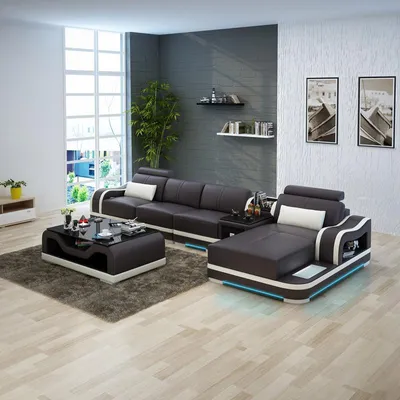 Immagine prodotto di Divano in pelle divano zona giorno divano angolare set design divano moderno con USB