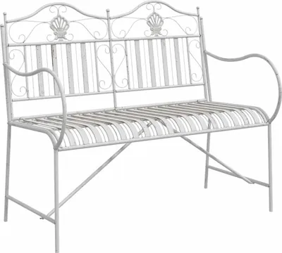 Produktbild von Gartenbank Antik Weiß 103,5 x 59 x 89 cm Stahl