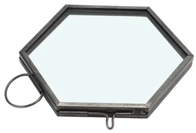 Zdjęcie produktu dla Wisząca, geometryczna, sześciokątna szklana ramka na zdjęcia z klipsem do ekspozycji suszonych kwiatów i okazów roślinnych