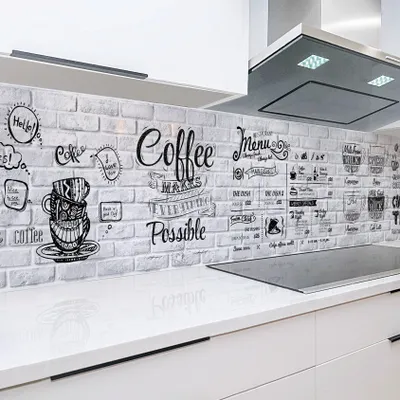 Produktbild von Küchenrückwand Cofee Menu 60 x 300 cm, robuste ABS-Kunststoff Platte Monolith mit Direktdruck