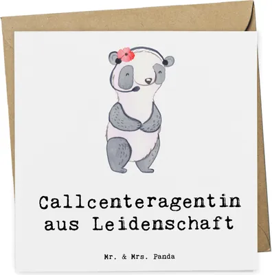 Produktbild von Mr. & Mrs. Panda Glückwunschkarte Callcenteragentin Leidenschaft - Weiß - Geschenk, Klappkarte, Customer Service, Backoffice Mitarbeiter, Grußkarte, faltkarte, Lustig