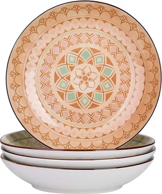 Obrázek produktu pro vancasso Porcelánový polévkový talíř Tulipán, 4 kusy Hluboký talíř, Ø 21,5 cm, objem 700 ml, ve 4 barevných kombinacích