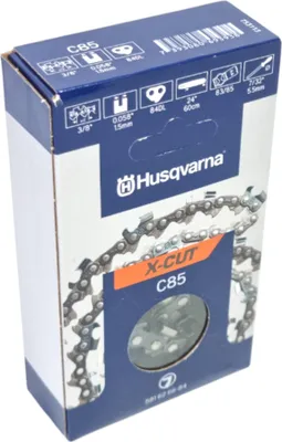 A product box for a Husqvarna X-Cut C85 chainsaw chain.