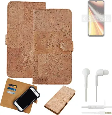 Produktbild von K-S-Trade Hülle kompatibel mit UMIDIGI Power 7 Max + in ear Kopfhörer Kork Handyhülle Cover  Schutzhülle TPU Case Bumper in Hellbraun, (1x)