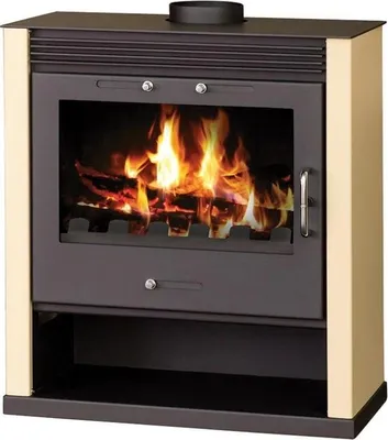 Image de Poêle à bois EEK A Victoria Rubin Beige avec grande porte et chambre de combustion XXL – 11,4 kW