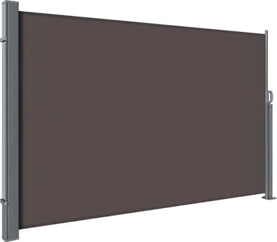 Produktbild von Faziango Seitenmarkise 300 x 160 cm Ausziehbar Windschutz, Sichtschutz für Balkon & Terrasse, Seitenrollo mit Wandhalterung Sonnenschutz - Brau Markise