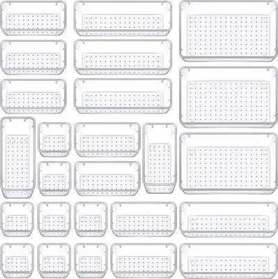Obrázek produktu pro Průhledná organizérská krabička – 25 kusů – zásuvky – organizér na kosmetiku – plast – toaletní stolek – kuchyně – koupelna – kancelář