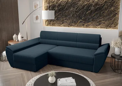 Produktbild von BEDANTE Ecksofa L REBI L3 Poso 05 Links mit Schlaffunktion, Dunkelblau, L-Form, Sofa mit Stauraum, Bettkasten, Wohnzimmersofa, Couch, Sofa, Bettsofa