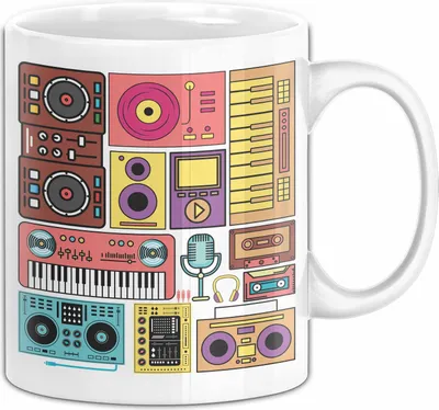 Produktbild von Elektronische Musik Tasse Geschenk für DJ Synthesizer Mischpult (Weiß)