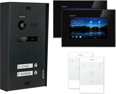 Produktbild von BALTER EVO Aufputz Schwarz 7" Monitor Schwarz + Talk Video Türsprechanlage Set für 2 Familienhaus