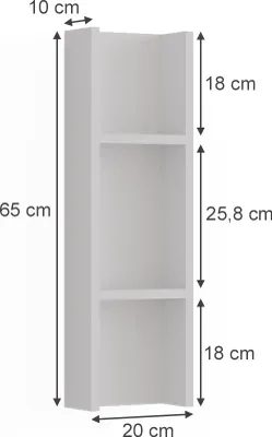 Produktbild von Regal Vicco Sherry Weiß 20 x 65 cm mit 3 Ablagefächern, Model 56568