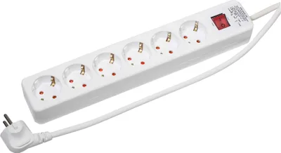 Produktbild von GEBRO Steckdosenleiste 106148, 6-fach, mit Schalter u. 1,5 m Zuleitung, weiß