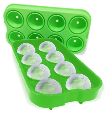Eiswürfelform für 8 große runde Eisbälle, Silikon, grün, 12,2 x 22,2 x 4,6 cm