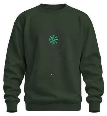 Productafbeelding van Vegvisir Viking Kompas, Noordse Runenring, Valknut, Fenris Sweater, Groen, XL