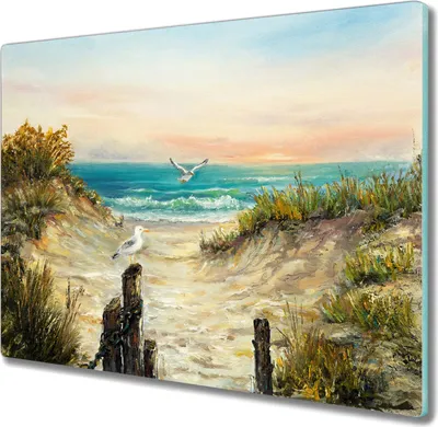 Produktbild von Coloray Schneidebrett Herdabdeckplatte 60x52 cm Kochplattenabdeckung Küchenbrett Hackbrett - Küste Strand Meer Himmel