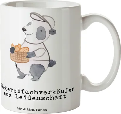 Produktbild von Mr. & Mrs. Panda Kaffeebecher Bäckereifachverkäufer Leidenschaft - Weiß - Geschenk, Kaffeepott, Lustig, schöne tasse, Bäckerei, Backstube, Kaffeetasse, keramik, Spruch