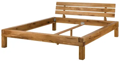 Produktbild von MASSIVMOEBEL24.DE Balkenbett Wildeiche 200x200x88,5 natur geölt KRAKAU #204
