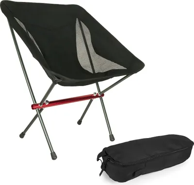 Produktbild von MidGard Campingstuhl ultraleichter Faltstuhl aus Aluminiumlegierung und Polyester bis 140 kg belastbar! Tragbarer Klappstuhl mit Tragetasche für Outdoor-Aktivitäten Schwarz