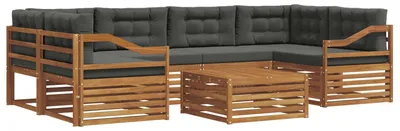 Produktbild von vidaXL Outdoor-Sofagarnitur mit Kissen 7 pcs Natur und Anthrazit