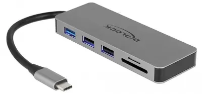 Obrázek produktu pro DeLOCK 87743, USB 3.2 Gen 1 (3.1 Gen 1) Type-C, 87 W, Šedá, MicroSD (TransFlash), MicroSDHC, MicroSDXC, SD, SDHC, SDXC, HDMI, USB 2.0, USB 3.2 Gen 1 (3.1 Gen 1) Type-A, USB 3.2 Gen 1 (3.1 Gen 1) Type-C, Kov