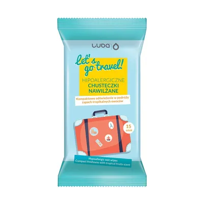 Image de Luba Let's go travel ! Lingettes rafraîchissantes hypoallergéniques, 15 pièces