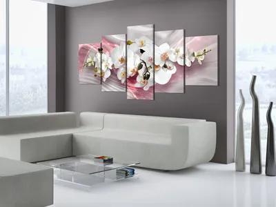 Image de Tableau acoustique Fleurs 200 x 100 cm Tableaux Mousse acoustique Absorbeur acoustique haute performance Isolation acoustique Toile 5 pièces Tableau mural Acoustique intérieure Isolation acoustique b-C-0104-b-o