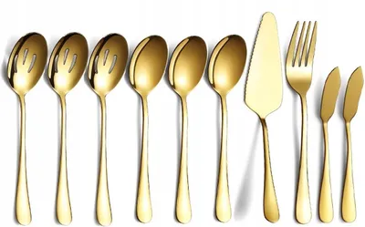 Produktbild von Elegantes Goldenes Servierbesteck-Set aus Edelstahl, 10-teilig