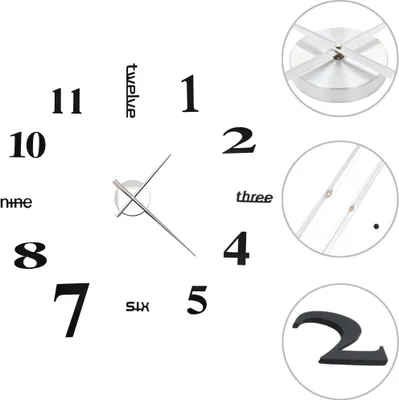 Produktbild von vidaXL 3D-Wanduhr Modernes Design 100 cm XXL Schwarz