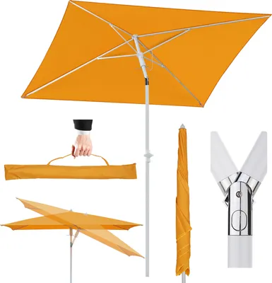 Produktbild von Sekey Balkonschirm 180 x 125 cm Rechteckig Höhenverstellbar Kippbar mit Schutzhülle UV Schutz UPF50 für Terrasse und Balkon, Orange
