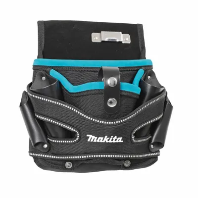 A tool pouch for a screwdriver, with multiple compartments and loops.