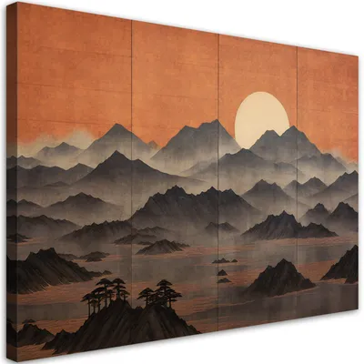 Produktbild von Leinwandbild für Wohnzimmer 3D-Berglandschaft 120x80 Feeby Orange bild für die wand bereit zum aufhängen