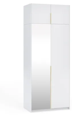 Obrázok produktu pre Margaret Hadas24 Skriňa APOLLONIA I so zrkadlom, skriňa s otočnými dverami, moderná, skriňa,  veľa úložného priestoru 100 x 250 cm (biela, zlaté úchytky)