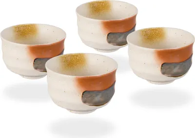 Obrázok produktu pre tea4chill Matcha miska / miska na pitie, 4 misy na čaj Matcha, každá s objemom 250 ml, béžová, ručne maľovaná