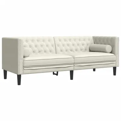 Obrázok produktu pre 3-miestna pohovka Chesterfield s opierkami krémová zamat