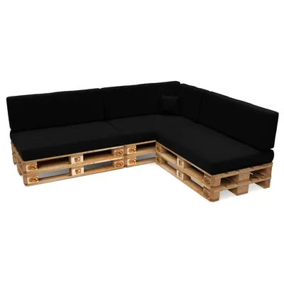 Immagine prodotto di POKAR Cuscini per pallet Cuscini per pallet con rivestimento rimovibile Divano per pallet, Dimensioni: set di 8, Colore: nero - Impermeabile