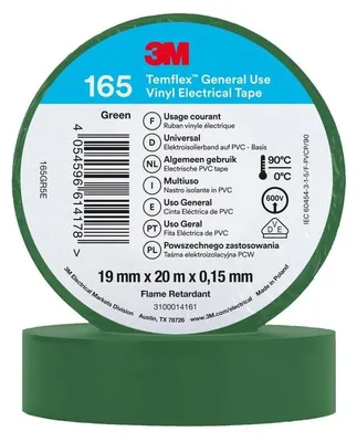 Obrázek produktu pro PVC elektroizolační páska 165GR5E - Lepicí páska 0,02012m 19mm zelená Temflex165 grü19X20
