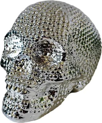 Produktbild von Spardose Totenkopf Chrom-Design,Schädel Sparbüchse silbern,Skull money box chrom