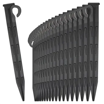 Image de Piquets en plastique - Chevrons pour l'extérieur - Fixation de tentes - Résistant aux UV - 24 pièces - Noir