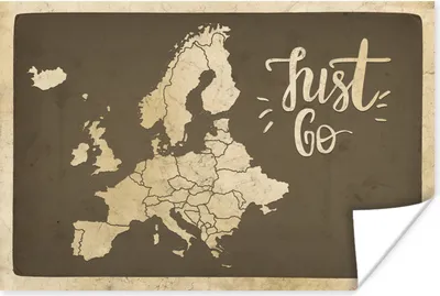 Produktbild von MuchoWow® Poster Karte - Europa - Zitat 60x40 cm - Schlafzimmerdekoration