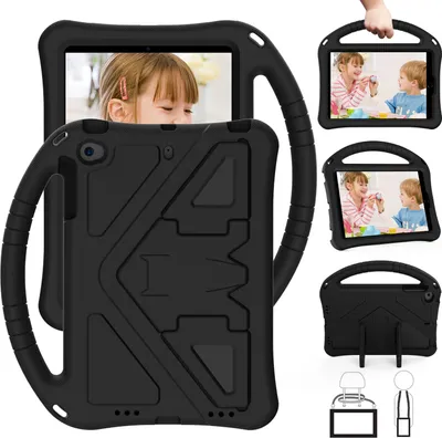 Obrázek produktu pro Dětské pouzdro pro iPad Mini 5/4/3/2/1, EVA lehké nárazuvzdorné pouzdro s skládacím stojánkem a rukojetí černé