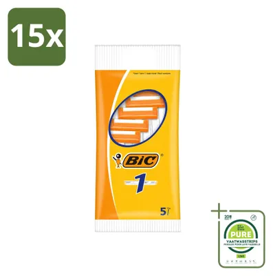 Zdjęcie produktu dla 15 sztuk maszynek do golenia jednorazowych BIC 1 z pojedynczą ostrzem - opakowanie zbiorcze
