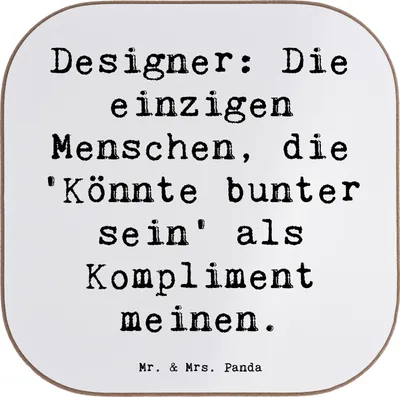 Produktbild von Mr. & Mrs. Panda Getränkeuntersetzer Spruch Designer Kompliment - Weiß - Geschenk, Berufsgestaltung, Tassen Untersetzer, Kreativität, Berufsleben, Mode-Design, Coaster