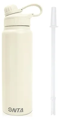 Isolierte Sportflasche 840 ml Edelstahl, auslaufsicher, weiß