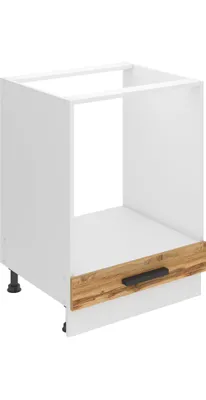 Image de Belini élément bas de cuisine, élément bas de cuisine largeur 60 cm. SDP Armoire basse de cuisine sans plan de travail. Armoire de cuisine sans porte, avec tiroirs, chêne Wotan