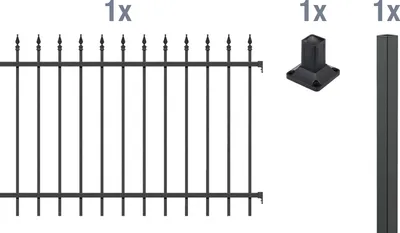 Produktbild von Alberts Zierzaun - Anbauset Chaussee, Höhe 100 cm, Länge 2 m, matt schwarz, zum Aufschrauben