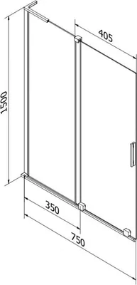 Zdjęcie produktu dla Mexen Velar L Parawan Wanny 75x150 cm Złoty Szron 2-Skrzydłowy