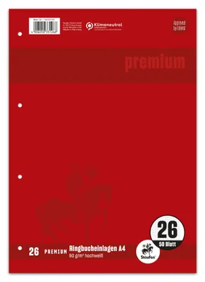 Obrázek produktu pro 10x Staufen® 734033126 Vložka do kroužkového pořadače PREMIUM LIN 26 - A4, 90 g/m2, 50 listů