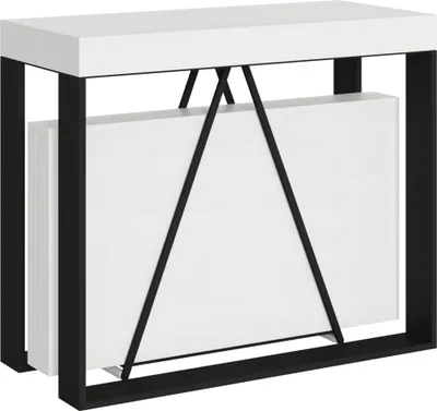Zdjęcie produktu dla ITYHOME - Konsola rozkładana 90x40/300cm Sketa frassino biała rama w kolorze antracytu