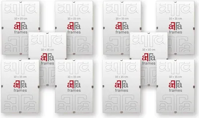 A collage of multiple picture frames of the same brand and design, arranged in a grid.